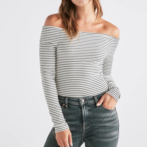 Lucky Brand Tops - Women’s | Lucky Brand Black & White Stripe Off Shoulder Top | Medium